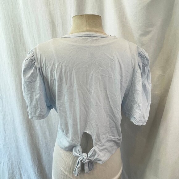 ALC Blue Monica Cotton Twist Front Short Sleeve Crop Womens T-Shirt Top Size XL - Picture 4 of 12